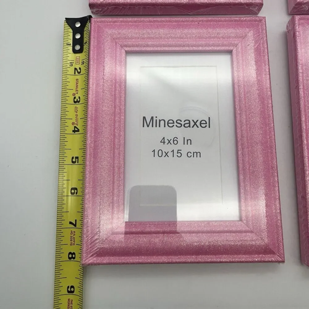 Pink Glitter 5x7 Picture Frames 4-Pack w/ 4x6 Mat New Sealed Wall/Tabletop